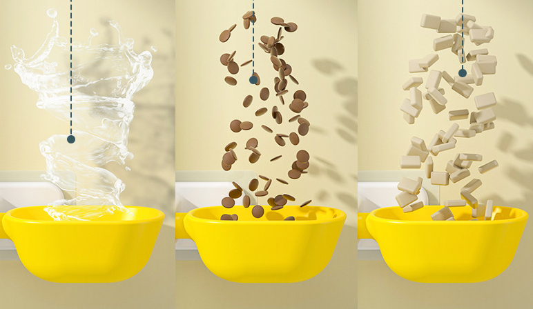 Wall-Mounted Cat Bowl Holder with Dual Bowls and Water Dish